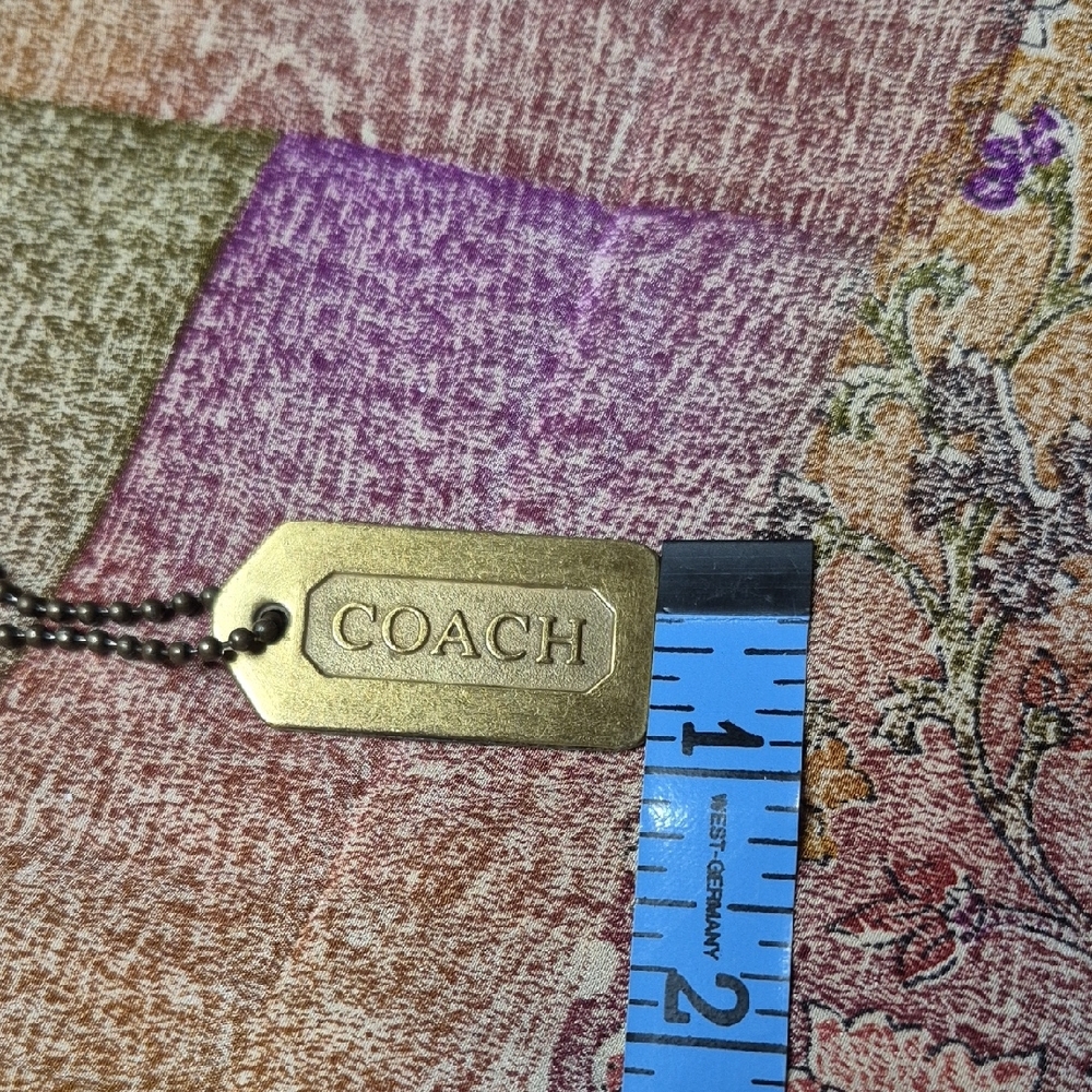 80s 90s Coach Brass-Tone Logo Bag Tag Pendant with Ball Chain - Picture 5 of 8